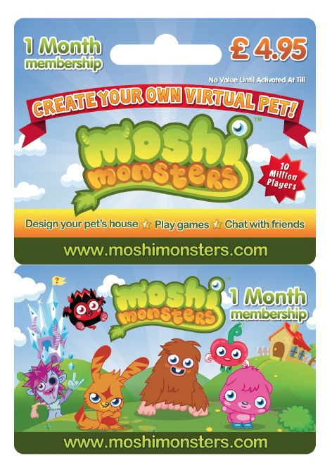 Moshi Monsters One Month Membership Card